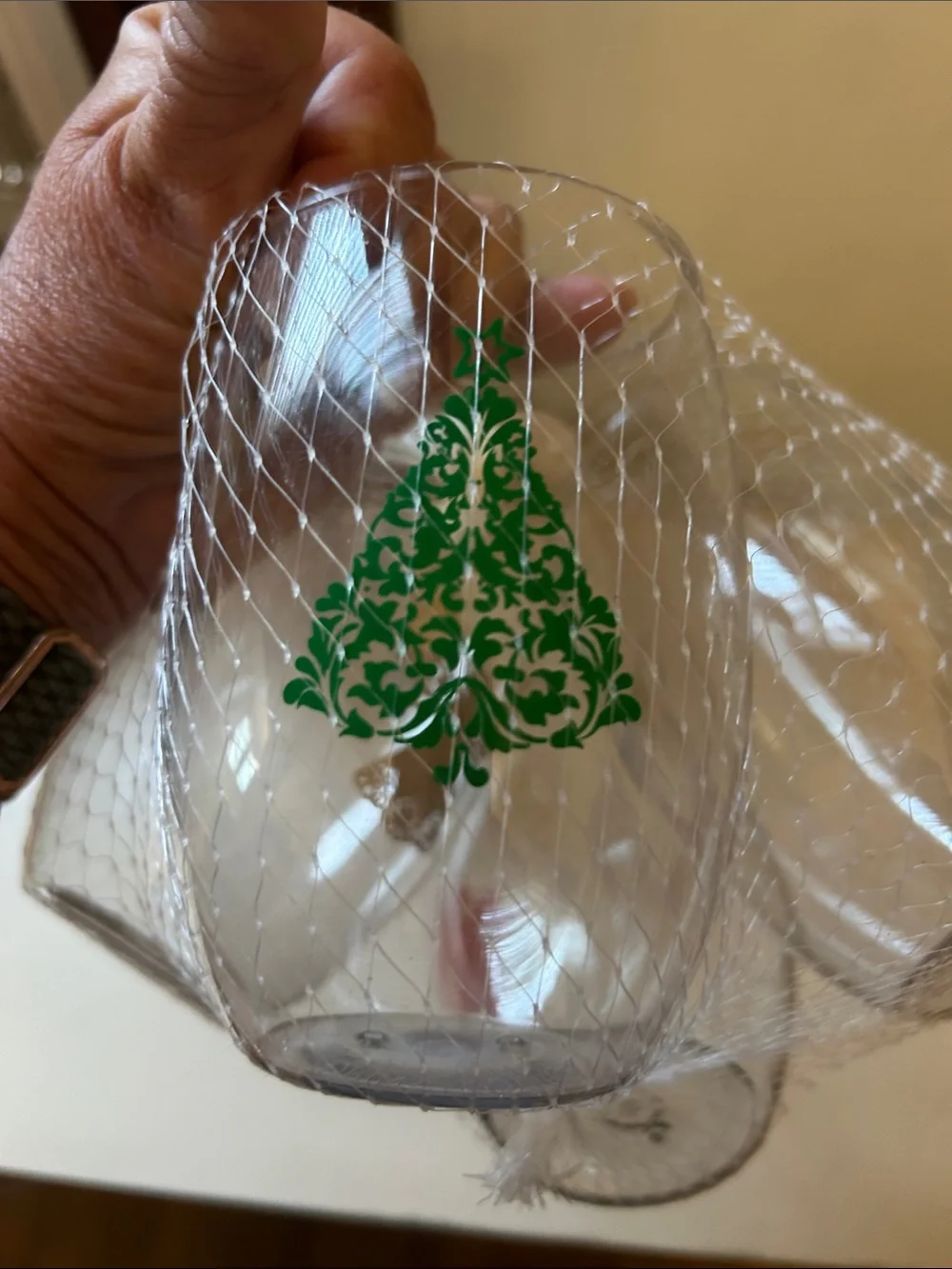Shatterproof Stemless Wine Glasses - Clear with Colored Accents (Set of 4) New